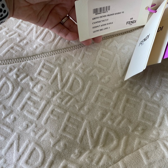 SKIMS FENDI EMBOSSED SHORT SLEEVE DRESS - Picture 9 of 11